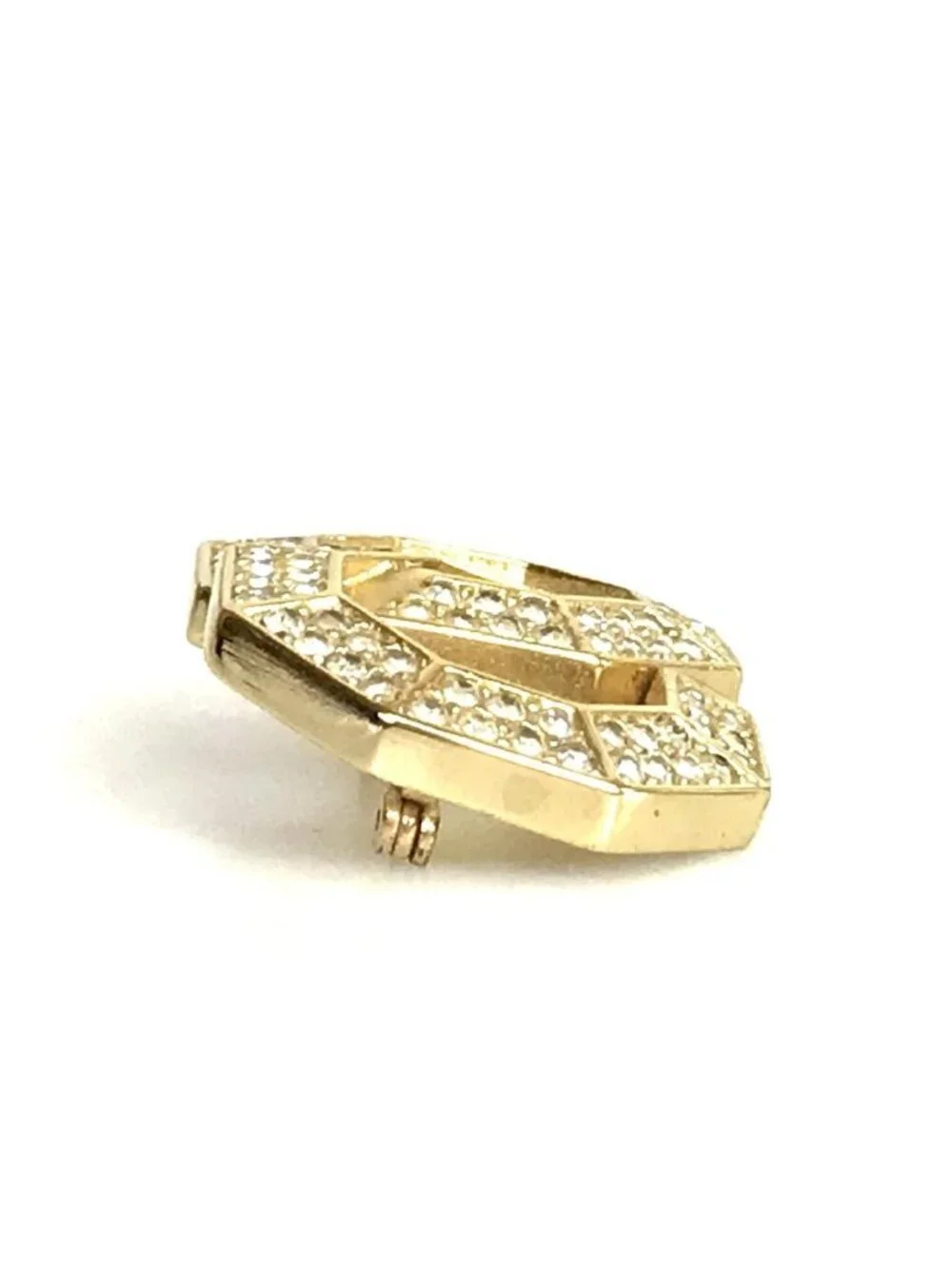 Dior Brooch Gold Interlocking Rhinestone